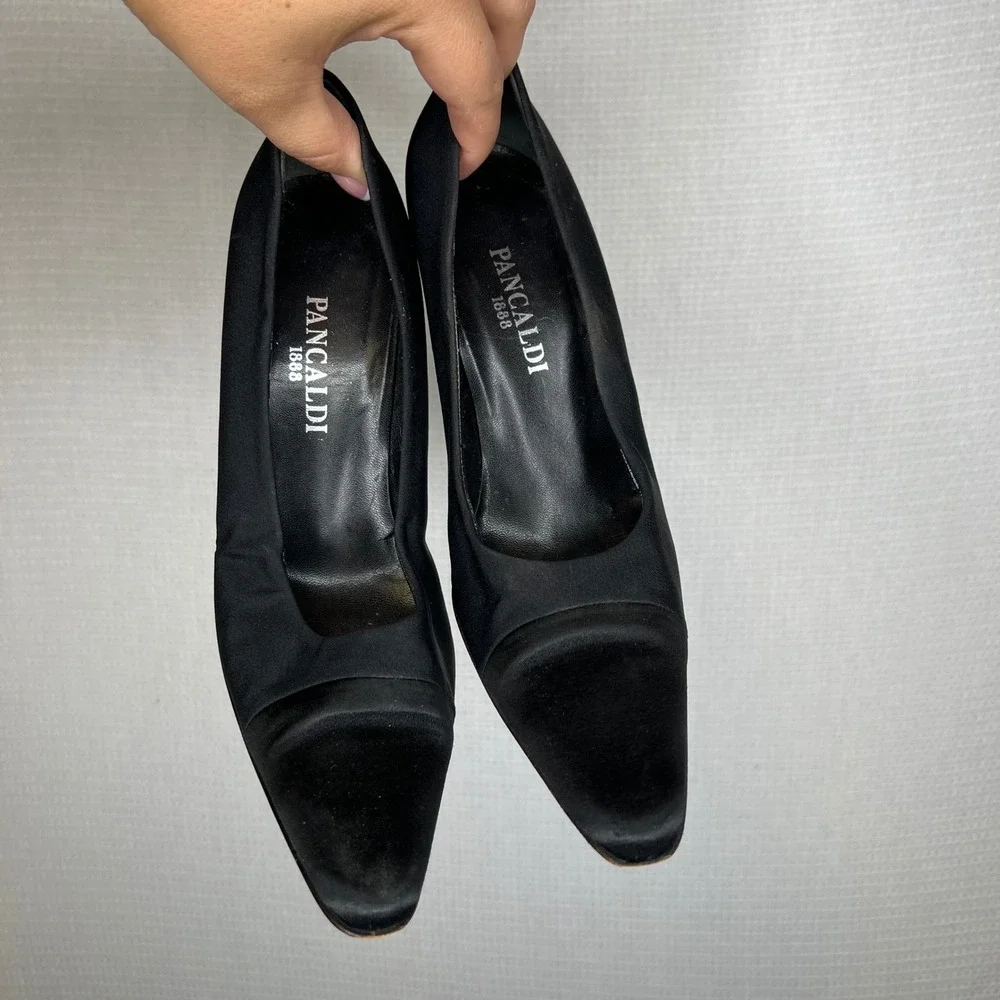 Pancaldi 1888 Women's Black Heels Pointed Toe Classic Pumps Dress‎ Shoes 8B - Picture 2 of 9